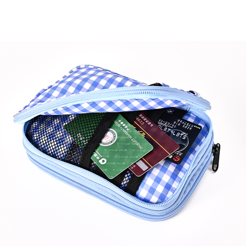 Blue White Checkered Foldable Shoulder Crossbody Bag for Women, Portable Lightweight Multi-Functional Travel Tote, Japanese Gingham Storage Handbag - Image 5