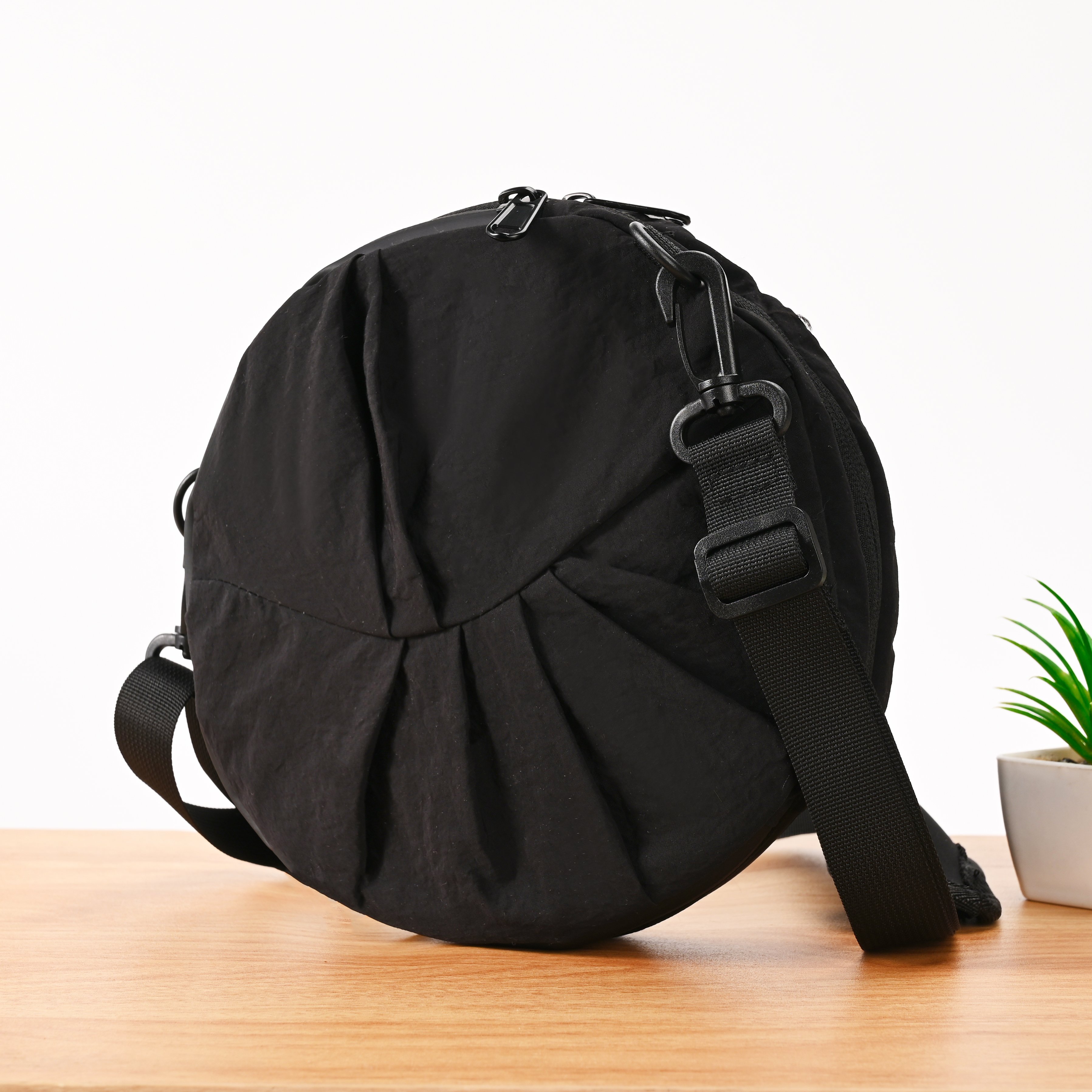 small round foldable nylon duffel gym bag packable Yoga travel bag - Image 24